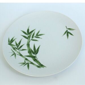 Omega China Japan Calcutta Dinner Plate Green Bamboo Mid Century Modern Vintage